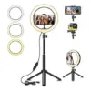 SYOSIN LED-ringlicht met uitschuifbare statiefstandaard, 8 ''LED Selfie Ringlicht, Ring Light& Telefoonhouder met 3 kleurmodi en 10 helderheid voor Tiktok, Youtube Video, Make-up, Fotografie, Live Streaming