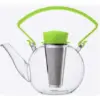Qdo Theepot Glas - Rond - Met Clip handvat - 1 liter - Groen