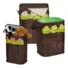 relaxdays wasmand - set van 3 - opbergmand met deksel - rieten mand - gevlochten A