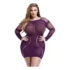 Lapdance - Long Sleeve Mini Jurk Paars Plus