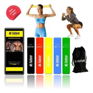 NL Future – Geel - Vernieuwde Weerstandsbanden Set Hoge Kwaliteit – 5 Resistance bands – Booty Bands met Gratis Draagtas en Oefeningen - Fitness - Yoga - Healthy - Fitness Banden - Thuis sport – Man Vrouw Jongen Meisje Trans
