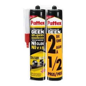 Pattex geen spijkers en schroeven montagelijm duoverpakking - 2 x 400 gram