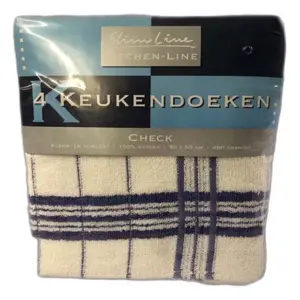Slimline 4 keukendoeken 50x50 cm wit blauw