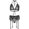 Bra, garter belt and string +